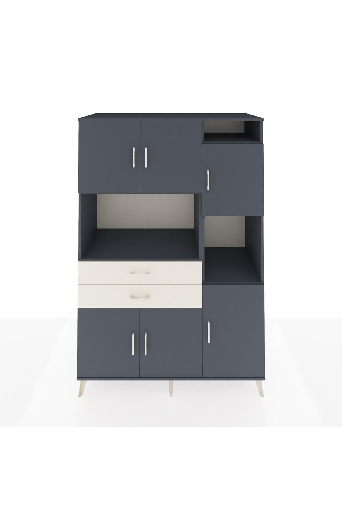 Kronos Dolap 9 Raflı 2 Çekmeceli 6 Kapaklı 132x59x195 Antrasit-Antrasit/Aytaşı