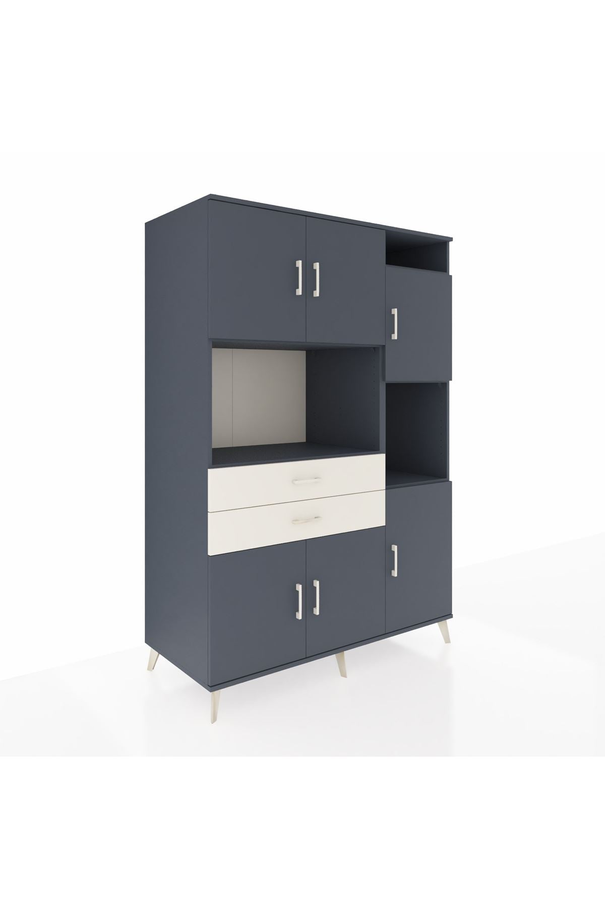 Kronos Dolap 9 Raflı 2 Çekmeceli 6 Kapaklı 132x59x195 Antrasit-Antrasit/Aytaşı