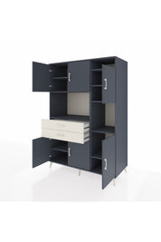 Kronos Dolap 9 Raflı 2 Çekmeceli 6 Kapaklı 132x59x195 Antrasit-Antrasit/Aytaşı