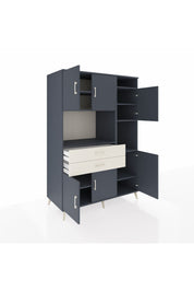 Kronos Dolap 9 Raflı 2 Çekmeceli 6 Kapaklı 132x59x195 Antrasit-Antrasit/Aytaşı