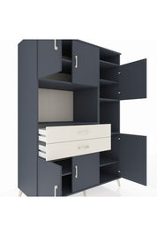 Kronos Dolap 9 Raflı 2 Çekmeceli 6 Kapaklı 132x59x195 Antrasit-Antrasit/Aytaşı