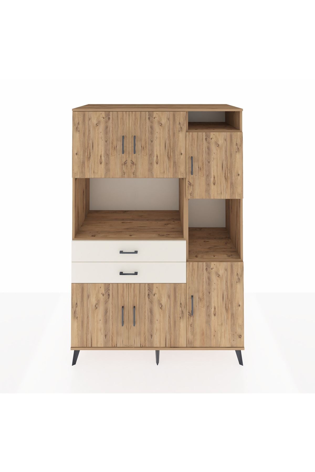 Kronos Dolap 9 Raflı 2 Çekmeceli 6 Kapaklı 132x59x195 Çam-Çam/Aytaşı