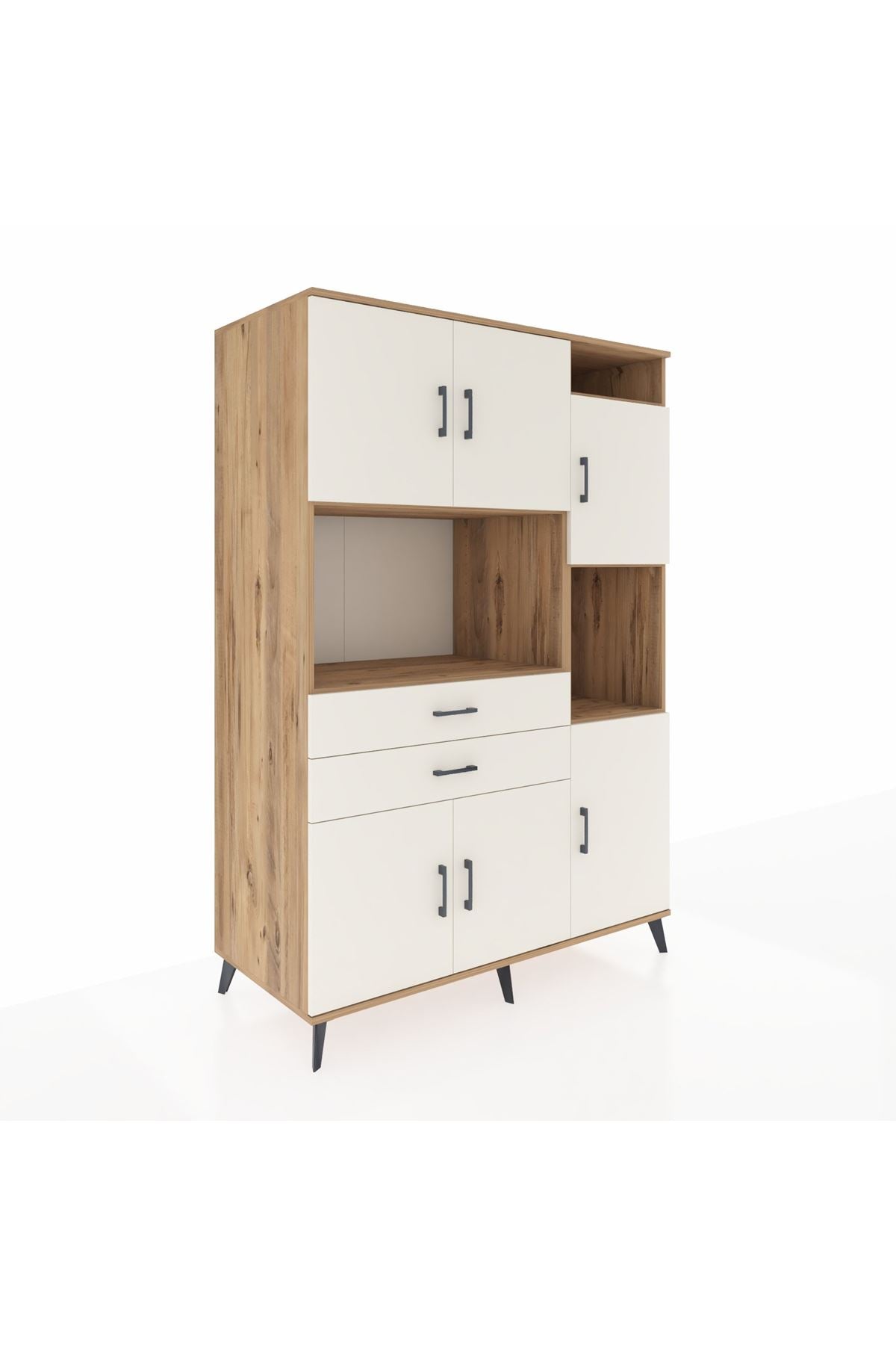 Kronos Dolap 9 Raflı 2 Çekmeceli 6 Kapaklı 132x59x195 Çam-Aytaşı/Aytaşı