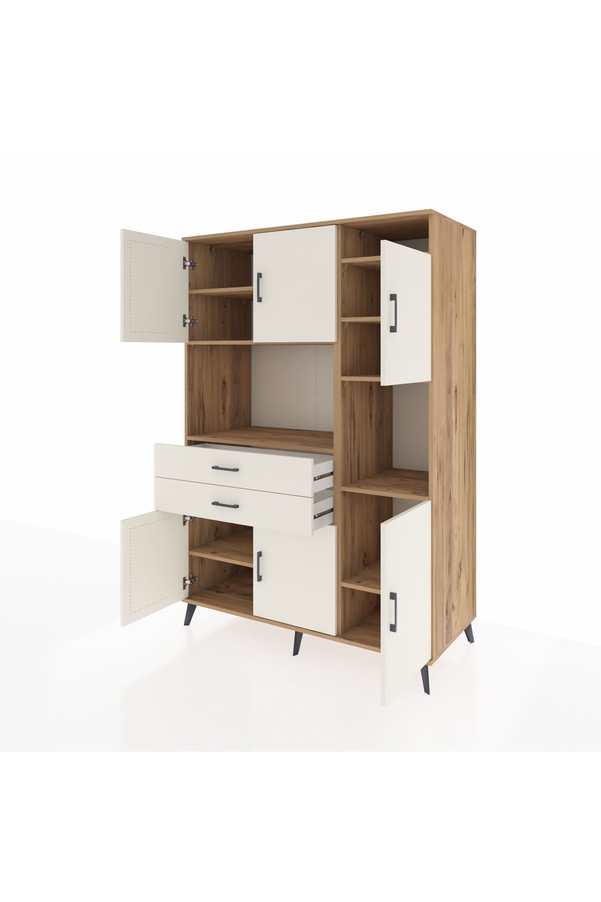 Kronos Dolap 9 Raflı 2 Çekmeceli 6 Kapaklı 132x59x195 Çam-Aytaşı/Aytaşı