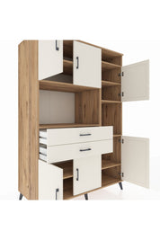 Kronos Dolap 9 Raflı 2 Çekmeceli 6 Kapaklı 132x59x195 Çam-Aytaşı/Aytaşı