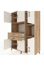 Kronos Dolap 9 Raflı 2 Çekmeceli 6 Kapaklı 132x59x195 Çam-Aytaşı/Çam