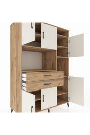 Kronos Dolap 9 Raflı 2 Çekmeceli 6 Kapaklı 132x59x195 Çam-Aytaşı/Çam