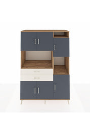 Kronos Dolap 9 Raflı 2 Çekmeceli 6 Kapaklı 132x59x195 Çam-Antrasit/Aytaşı