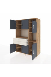 Kronos Dolap 9 Raflı 2 Çekmeceli 6 Kapaklı 132x59x195 Çam-Antrasit/Aytaşı