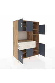 Kronos Dolap 9 Raflı 2 Çekmeceli 6 Kapaklı 132x59x195 Çam-Antrasit/Aytaşı