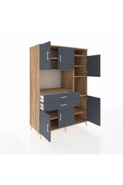 Kronos Dolap 9 Raflı 2 Çekmeceli 6 Kapaklı 132x59x195 Çam-Antrasit/Antrasit