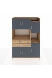 Kronos Dolap 9 Raflı 2 Çekmeceli 6 Kapaklı 132x59x195 Çam-Antrasit/Çam