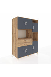 Kronos Dolap 9 Raflı 2 Çekmeceli 6 Kapaklı 132x59x195 Çam-Antrasit/Çam