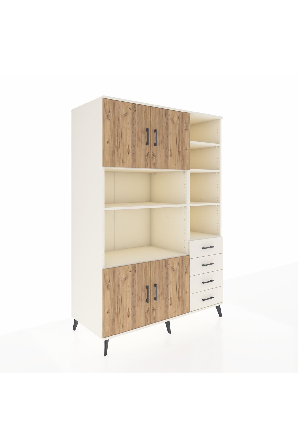 Kronos Dolap 9 Raflı 4 Çekmeceli 4 Kapaklı 132x59x195 Aytaşı-Çam/Aytaşı