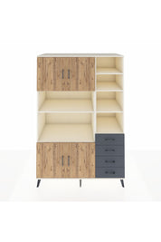 Kronos Dolap 9 Raflı 4 Çekmeceli 4 Kapaklı 132x59x195 Aytaşı-Çam/Antrasit