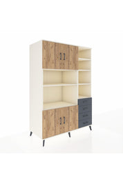 Kronos Dolap 9 Raflı 4 Çekmeceli 4 Kapaklı 132x59x195 Aytaşı-Çam/Antrasit