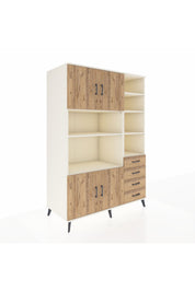 Kronos Dolap 9 Raflı 4 Çekmeceli 4 Kapaklı 132x59x195 Aytaşı-Çam/Çam