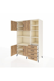 Kronos Dolap 9 Raflı 4 Çekmeceli 4 Kapaklı 132x59x195 Aytaşı-Çam/Çam