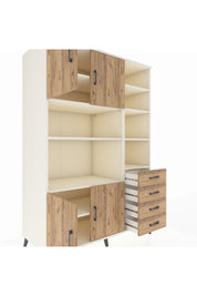 Kronos Dolap 9 Raflı 4 Çekmeceli 4 Kapaklı 132x59x195 Aytaşı-Çam/Çam