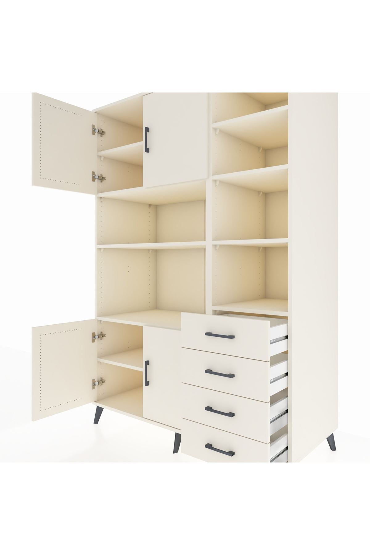 Kronos Dolap 9 Raflı 4 Çekmeceli 4 Kapaklı 132x59x195 Aytaşı-Aytaşı/Aytaşı