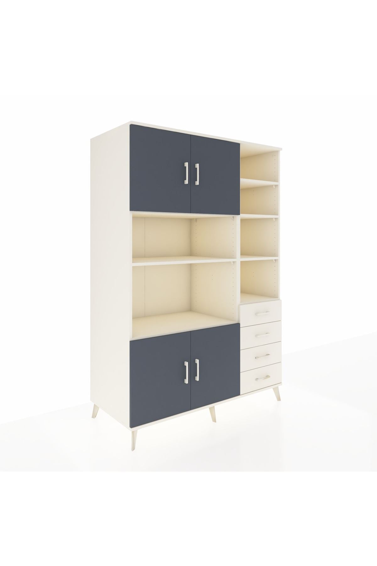 Kronos Dolap 9 Raflı 4 Çekmeceli 4 Kapaklı 132x59x195 Aytaşı-Antrasit/Aytaşı