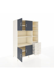 Kronos Dolap 9 Raflı 4 Çekmeceli 4 Kapaklı 132x59x195 Aytaşı-Antrasit/Aytaşı