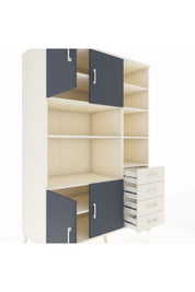 Kronos Dolap 9 Raflı 4 Çekmeceli 4 Kapaklı 132x59x195 Aytaşı-Antrasit/Aytaşı