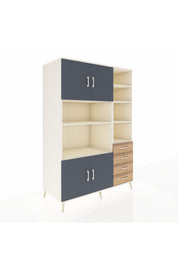 Kronos Dolap 9 Raflı 4 Çekmeceli 4 Kapaklı 132x59x195 Aytaşı-Antrasit/Çam