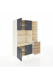 Kronos Dolap 9 Raflı 4 Çekmeceli 4 Kapaklı 132x59x195 Aytaşı-Antrasit/Çam