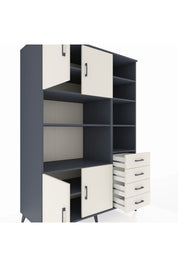 Kronos Dolap 9 Raflı 4 Çekmeceli 4 Kapaklı 132x59x195 Antrasit-Aytaşı/Aytaşı