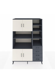 Kronos Dolap 9 Raflı 4 Çekmeceli 4 Kapaklı 132x59x195 Antrasit-Aytaşı/Antrasit