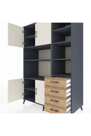 Kronos Dolap 9 Raflı 4 Çekmeceli 4 Kapaklı 132x59x195 Antrasit-Aytaşı/Çam