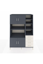 Kronos Dolap 9 Raflı 4 Çekmeceli 4 Kapaklı 132x59x195 Antrasit-Antrasit/Aytaşı