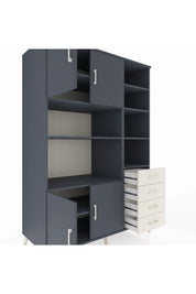 Kronos Dolap 9 Raflı 4 Çekmeceli 4 Kapaklı 132x59x195 Antrasit-Antrasit/Aytaşı