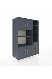 Kronos Dolap 9 Raflı 4 Çekmeceli 4 Kapaklı 132x59x195 Antrasit-Antrasit/Antrasit