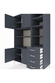 Kronos Dolap 9 Raflı 4 Çekmeceli 4 Kapaklı 132x59x195 Antrasit-Antrasit/Antrasit