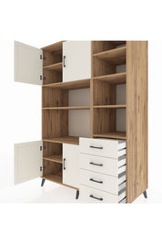 Kronos Dolap 9 Raflı 4 Çekmeceli 4 Kapaklı 132x59x195 Çam-Aytaşı/Aytaşı