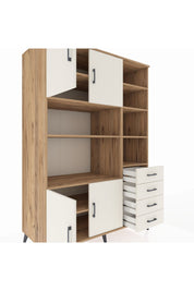 Kronos Dolap 9 Raflı 4 Çekmeceli 4 Kapaklı 132x59x195 Çam-Aytaşı/Aytaşı