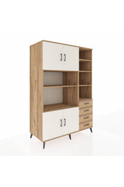 Kronos Dolap 9 Raflı 4 Çekmeceli 4 Kapaklı 132x59x195 Çam-Aytaşı/Çam
