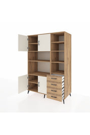 Kronos Dolap 9 Raflı 4 Çekmeceli 4 Kapaklı 132x59x195 Çam-Aytaşı/Çam