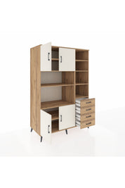 Kronos Dolap 9 Raflı 4 Çekmeceli 4 Kapaklı 132x59x195 Çam-Aytaşı/Çam