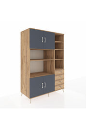 Kronos Dolap 9 Raflı 4 Çekmeceli 4 Kapaklı 132x59x195 Çam-Antrasit/Çam