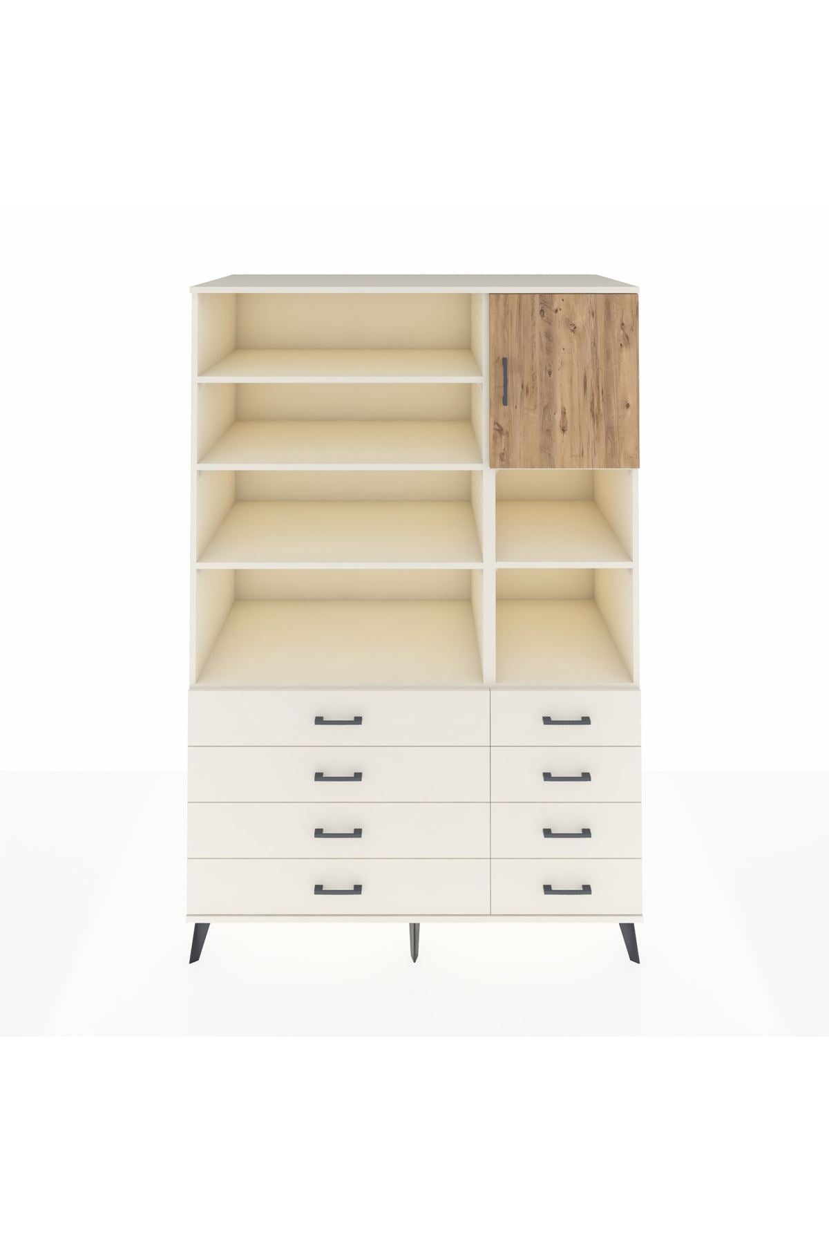 Kronos Dolap 8 Raflı 8 Çekmeceli Tek Kapaklı 132x59x195 Aytaşı-Çam/Aytaşı
