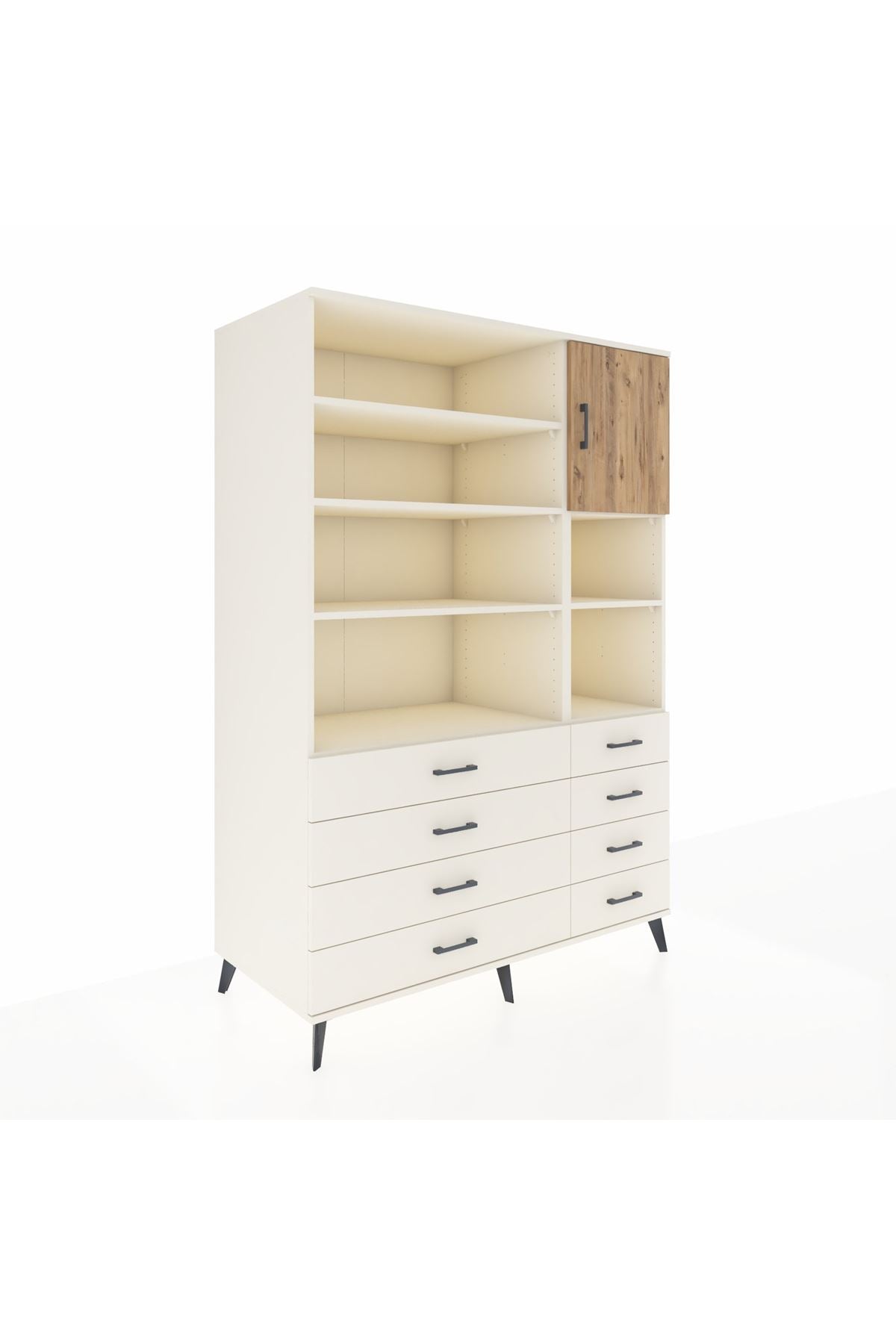 Kronos Dolap 8 Raflı 8 Çekmeceli Tek Kapaklı 132x59x195 Aytaşı-Çam/Aytaşı