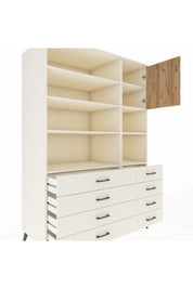 Kronos Dolap 8 Raflı 8 Çekmeceli Tek Kapaklı 132x59x195 Aytaşı-Çam/Aytaşı
