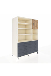 Kronos Dolap 8 Raflı 8 Çekmeceli Tek Kapaklı 132x59x195 Aytaşı-Çam/Antrasit