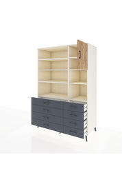 Kronos Dolap 8 Raflı 8 Çekmeceli Tek Kapaklı 132x59x195 Aytaşı-Çam/Antrasit