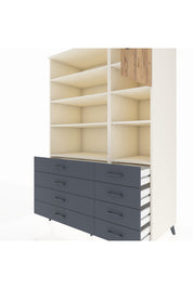 Kronos Dolap 8 Raflı 8 Çekmeceli Tek Kapaklı 132x59x195 Aytaşı-Çam/Antrasit