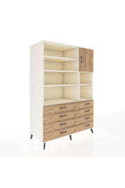 Kronos Dolap 8 Raflı 8 Çekmeceli Tek Kapaklı 132x59x195 Aytaşı-Çam/Çam