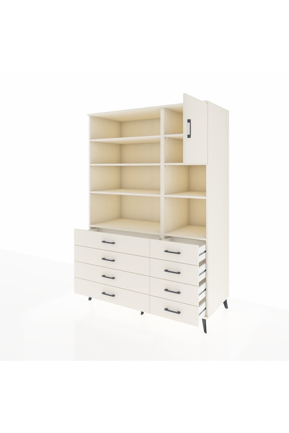 Kronos Dolap 8 Raflı 8 Çekmeceli Tek Kapaklı 132x59x195 Aytaşı-Aytaşı/Aytaşı